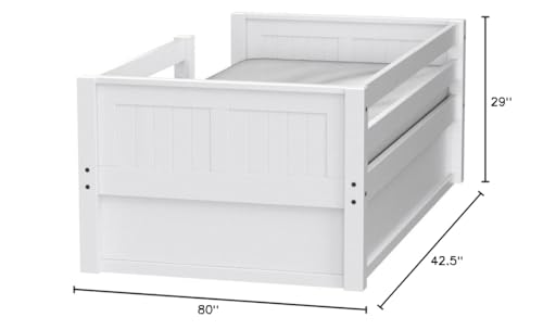 Daybed with Solid Wood Frame and Guard Rails - Twin Trundle, White