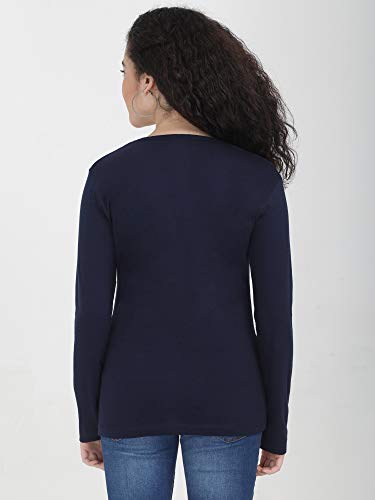 Image of FLEXIMAA Women's Cotton Plain V Neck Full Sleeve T-Shirt