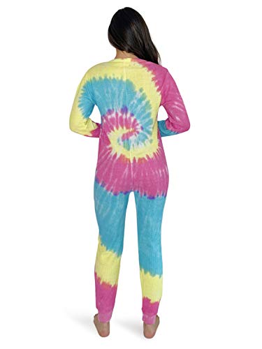 #followme Womens Henley Thermal Onesie Buffalo Plaid and Tie Dye