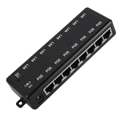 POE Injector 4 Ports 8 Ports POE Splitter Power Over Ethernet IEEE802.3af 12V-48V (Black 8Ports POE) miniatura 1