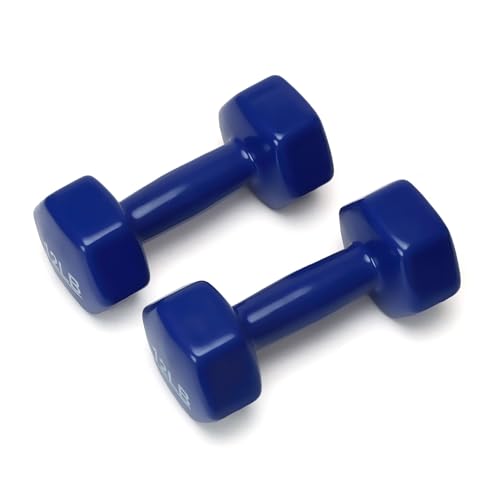 Image of Amazon Basics Vinyl 12 Pound Dumbbells - Set of 2, Blue