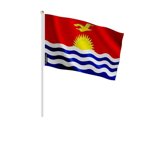 Drapeau Kiribati mini 14x21cm avec hampe stable pour cortège et réception