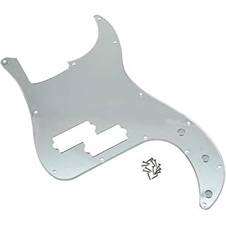 Dopro Pickguard de précision 13 trous pour guitare basse PB P – Pour Fender américaine et mexicaine – Miroir argenté - Les Beatles, Paul McCartney, John Lennon, RIngo Starr, George Harrison