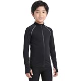 [Muxuryee] ラッシュガード キッズ 長袖 スクール水着 女の子 男の子 ジュニア 無地 学校用 水陸両用 1162 BK/GY 160S