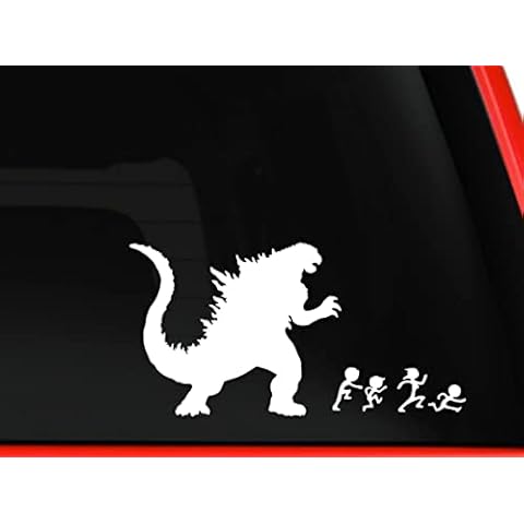 Monster Chasing Stick Family Vinyl Decal Sticker (White, 6") Cover