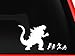 Godzilla Chasing Stick Family White VINYL 6" Car Decal graphic Grunge Art Wall Sticker Car USA Funny Cool Awesome Movies