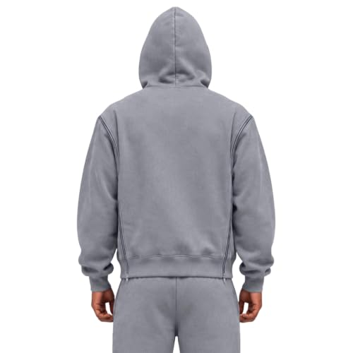 Mens Hooded Sweatshirt Oversized Light Fleece Zip Up Jackets Fall Outfits - image 2