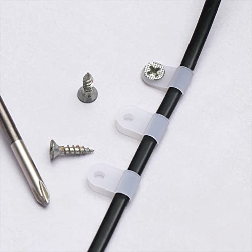 Teansic 200 Pcs White Nylon R-Type Cable Clamps 3/16" Plastic Wire Clips Fasteners Assortment For Wire Management #TOP3