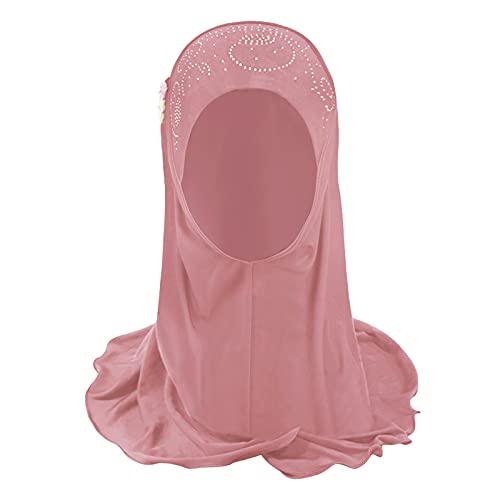 Muslim Hijab Girls Hijab Scarfs Head Wrap Scarf, Islamic Scarf Shawls Lace Headscarf Cap, Plain Hijabs for Girls Age 2-62