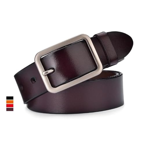 Men's Genuine Cowhide Leather Belt 33mm Wide Classic Silver Alloy Buckle Unisex Waist Strap for Jeans2