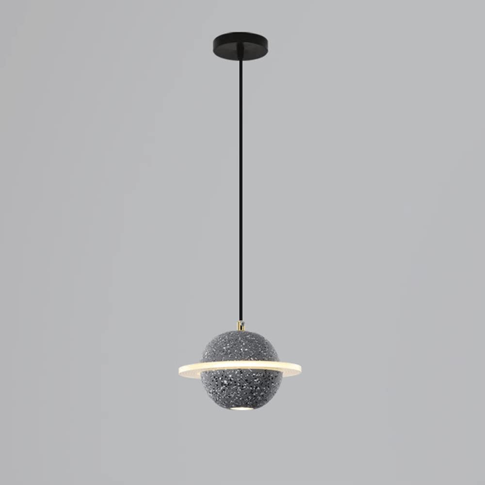 Petit lustre LED suspendu en ciment terrazzo pour décoration intérieure créative