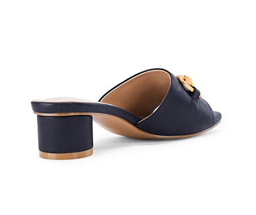 Image of Coutgo Womens Heeled Slides Sandals Square Open Toe Slip on Comfortable Kitten Block Low Heel Metal Chain Dressy Shoes