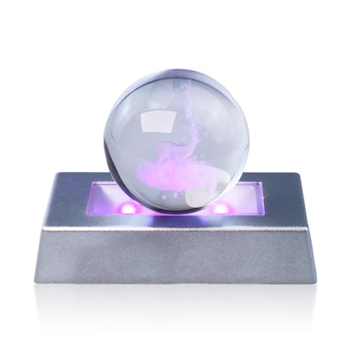 Flylin - Rechteckiger LED-Lichtsockel, 3D-Kristall-Lichtsockel mit 7 Farben und USB-Kabel, mehrfarbiger beleuchteter rechteckiger Ständer für Kristallglaskugel/Kunstdisplay/Urlaubsparty-Dekoration (schwarz