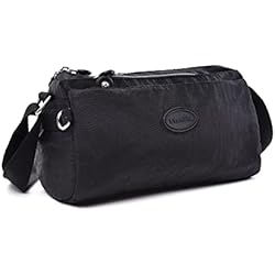 Pesas Baratas Online Efanliu bolso bandolera mujer Nylon Pequeño Bolsos Estampados (Negro, Small)