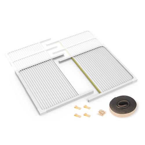 BJADE'S Window Air Conditioner Side Panels with Adjustable Frame Size Suitable for Different Window AC Unit 5,000-14,000Btu, Side Panel Seal Kit,Room AC Accordion Filler Curtain Replacement Kit