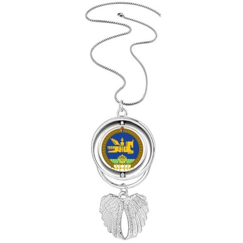 Collier pendentif ailes d'ange Mongolie en acier pour homme et femme