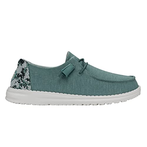 Image of HEYDUDE Women's Wendy Stretch Fleece Sea Blue Size 7 | Women's Shoes | Women's Slip On Shoes | Comfortable & Light-Weight