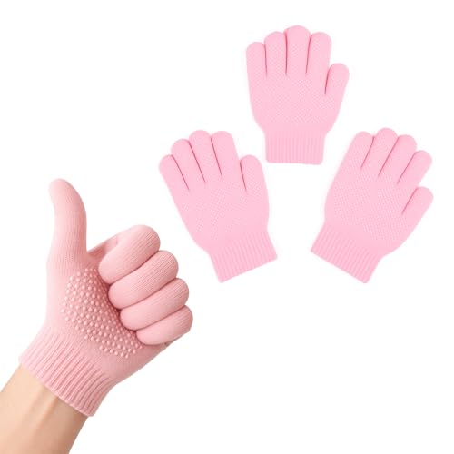 Zelda Matilda Magic Knit Kids Stretch Gloves - Winter Gloves for Kids Extra Strong Grips 3pack Light Pink