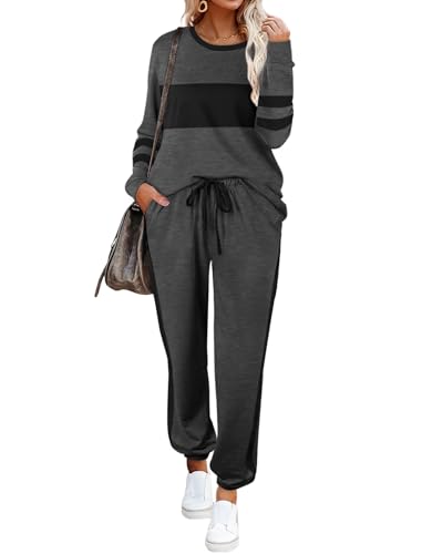 Image of Aloodor Sweatsuit for Women 2 Piece Outfits for Womens Crewneck Sweatshirts Pullover