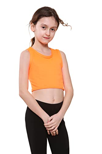 Image of Kids Girls Neon Fluorescent Vest Crop Tops T-Shirt Tee Top Dance Wear Gymnastic Fancy Dress Age 5-14 Years