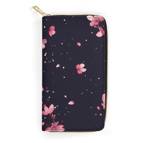 Cherry Flowers Wristlet Wallets for Men Women Leather Purse Clutch Cute Card Holder