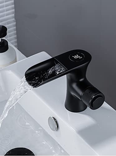 Robinet de lavabo contre les brûlures avec indicateur de température digital noir