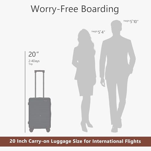 20-Inch Carry on Luggage,Carry-on Suitcase with Spinner Wheels and TSA Lock, 22x14x9 Airline Approved,Hardside Lightweight Travel Carry-on Luggage,Small Rolling Luggage (Beige, 20 Inch) - Image 3