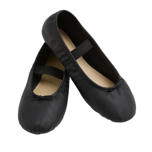 Sapatilha meia ponta em Couro Sintético Encantada ballet nas cores Rosa, Preto, Branco e Bege (número 22 ao 40) Conforto, Resistência e Liberdade para cada Movimento. (Preto, BR, Adulto, Numérico, 37)