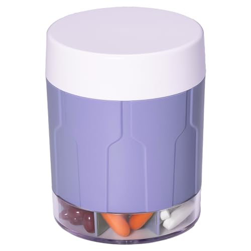 Betife Extra Large Supplement Organizer Weekly Pill Organizer Bottle Daily Pill Dispenser with 7 Large Compartments Organizer to Hold 7 Day Vitamin Medication 21 labels and a cleaning brush (Purple)