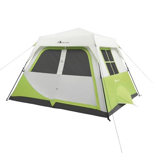 MOON LENCE Instant Cabin Tent for 6 or 8 Person - Set Up in 60 Seconds, Waterproof with Removable Rainfly, Easy Setup Pop Up Family Camping Tent, Green