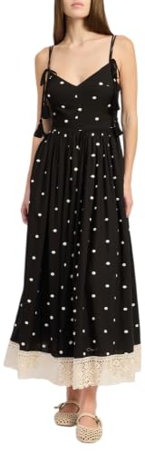 En Saison Women's Heather Embroidered Midi Dress, Black Natural, S