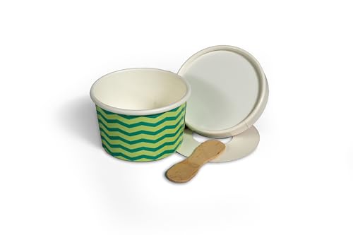 TAS-TY Paper Spoon in Lid Paper Ice Cream Tub 85 ML,3 oz (Spoon in lid) (50)