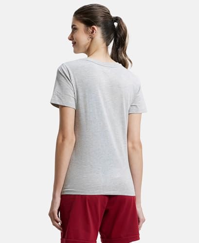 Image of Jockey AW89 Women Super Combed Cotton Rich Fabric Relaxed Fit V-Neck Half Sleeve T-Shirt
