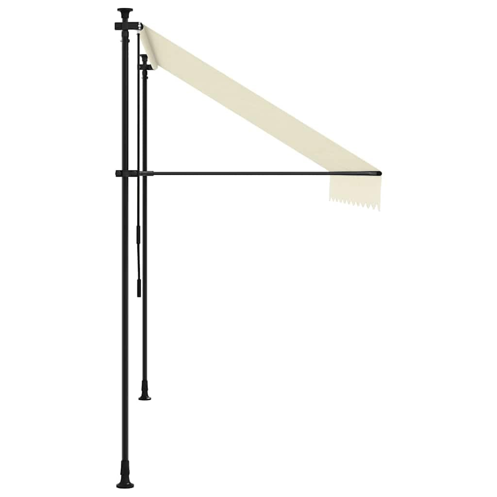 Wysuwana markiza kremowa, 300 x 150 cm, wykonana z wytrzymałej stali i odpornego na promieniowanie UV materiału poliestrowego, elastyczna ochrona przed słońcem na balkon, taras i do ogrodu