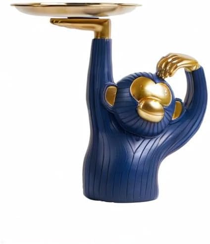 Miniatura 13 de Tarro de galletas con forma de caramelo, escultura de mono, decoración moderna, estatua de poliresina, 9.8 pulgadas