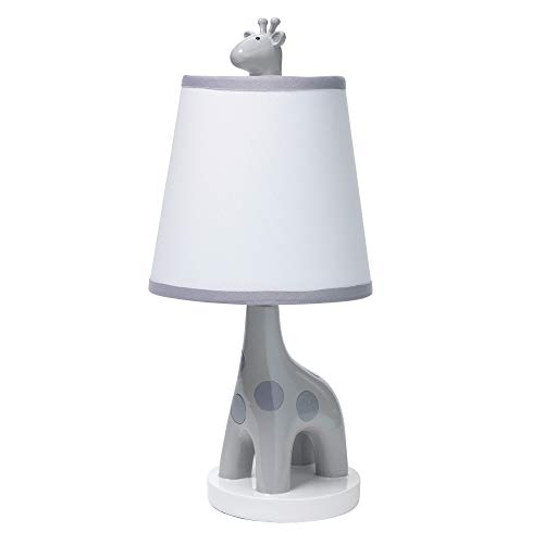 Image of Giraffe and a Half Gray/White Nursery Lamp with Shade and Bulb