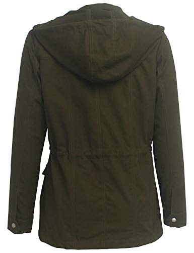 SheKiss Womens Zipper Up Safari Military Anorak Jackets Camouflage Lightweight Outwear Coat with Pockets, Army Green, XX-Large