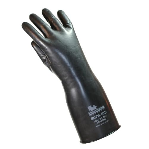 51601 Butyl Chemical Resistant Rubber Glove, Rough Grip, 14 mil Thickness, 14" Length, XS