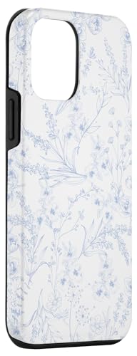 Blue Floral Flower Toile iPhone 12 mini Cute Flowers Botanical Blue & White Toile French Pattern Case