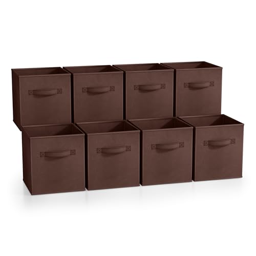 Sorbus Fabric Storage Cubes, 8 Pack, with Handles (Chocolate)
