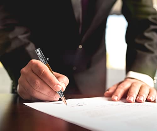 Bolt Action Pen Wood Ballpoint Solid Brass Pens Bullet Shaped Metal Pen Pens Refills With Present For Father's Day, Birthday, Black Ink (Brown) #TOP2