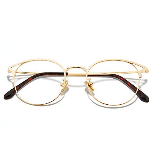 Image of Cyxus Blue Light Blocking Glasses Round Metal Frame Computer Glasses | Blue light blocking glasses featuring round metal frame, comfortable fit and versatile use for work, study and entertainment
