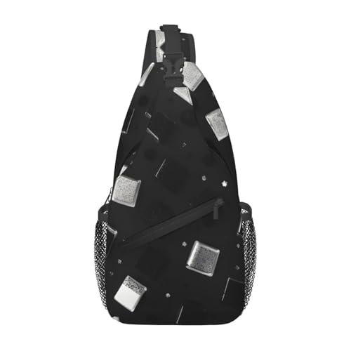 Mochila cruzada MyPiky negra y blanca con brillo