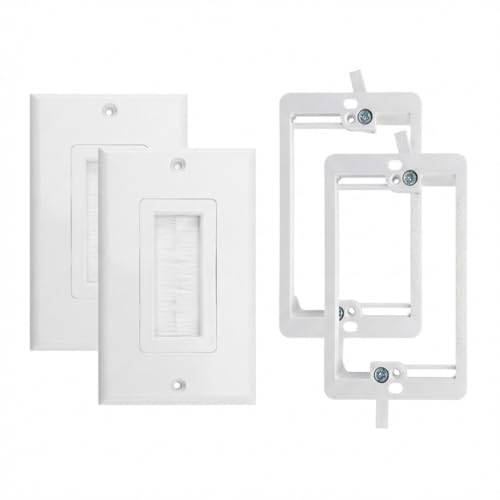 Soporte de bajo voltaje con placa de pared blanca para pasar cables de altavoz sin obras 2