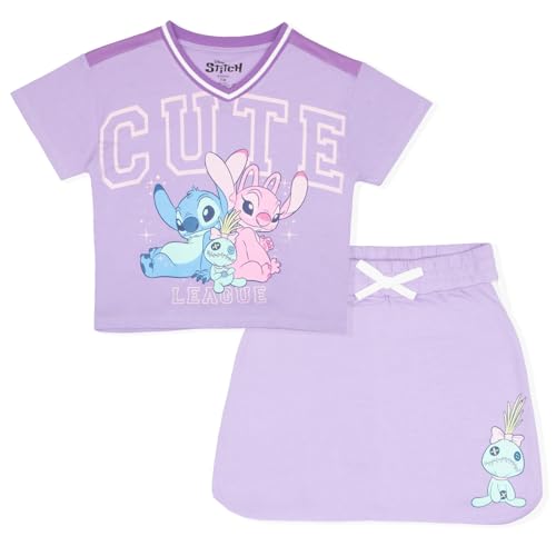 Image of Disney Princess, Lilo and Stitch, Minnie Mouse, Moana and Frozen Girls 2-Piece Sets - Short Sleeve T-Shirt and Skort for Kids