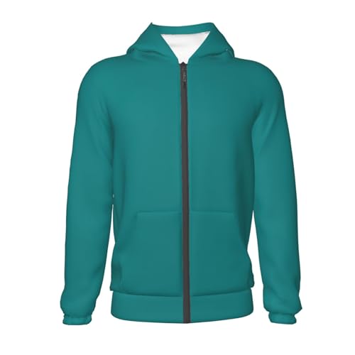 Teal Kid Hoodies Boys Zip Up Sweatshirts Girls Pullover with Pocket2