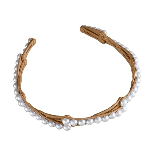Yzdysg Elegante cerchietto per capelli con perle, comodo, con design espandibile, accessorio alla moda per feste e matrimoni