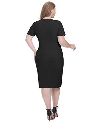 Hanna Nikole Wmens Plus Size Wear to Work Dress 50s Vintage Ruffle Peplum Cocktail Pencil Knee Dress4