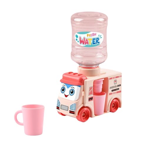 RMISODO Mini Water Dispenser for Kids, Adorable Bus Water Machine Kids, Large Capacity, Sliding School Bus Drinking Water Fountains Toys for Kidss (Pink)