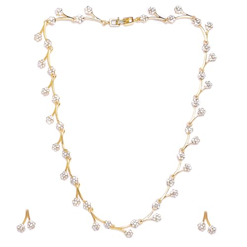 Estele Jewellery Sets for Women Gold Plated Bridal Necklace Jewellery Set with Earrings